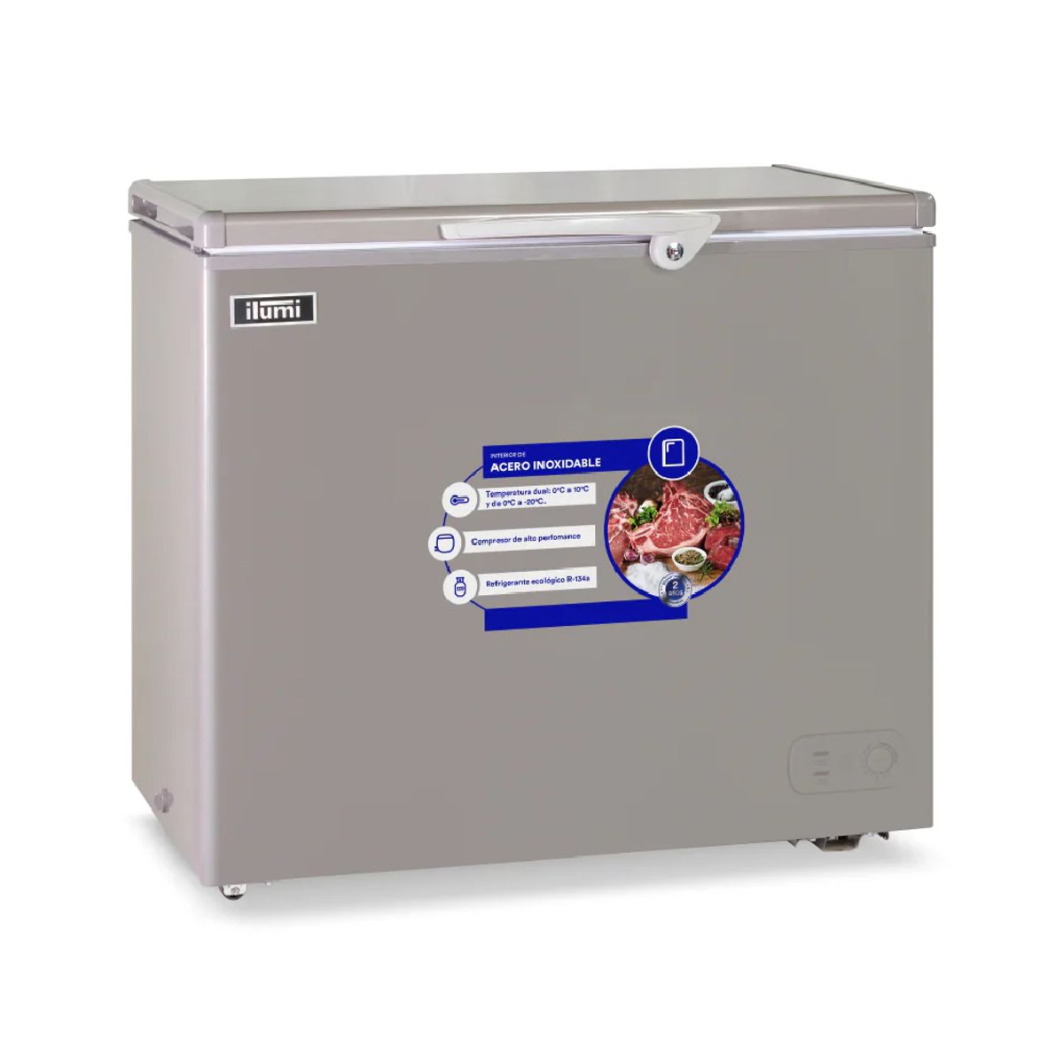 ILUMI - Congelador Ilumi 220L con Tina de Acero Inoxidable TFI-2200DG