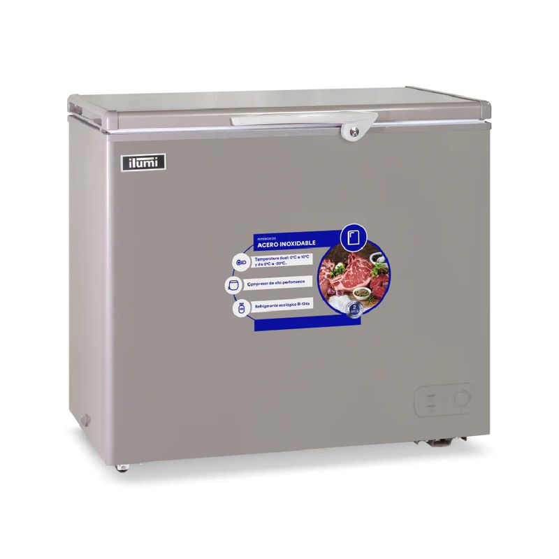 ILUMI - Congelador Ilumi 220L con Tina de Acero Inoxidable TFI-2200DG