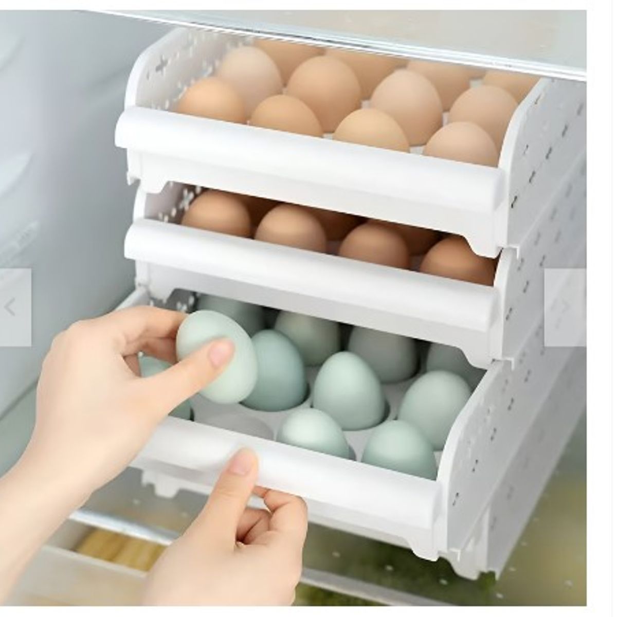 GENERICO - Bandeja Porta Huevos Organizador De Cocina De 2 Niveles Apilable