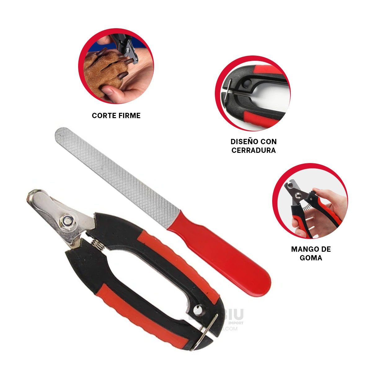 GENERICO - Tijeras para Mascotas en Tono Rojo Y+Post-it Adhesivos