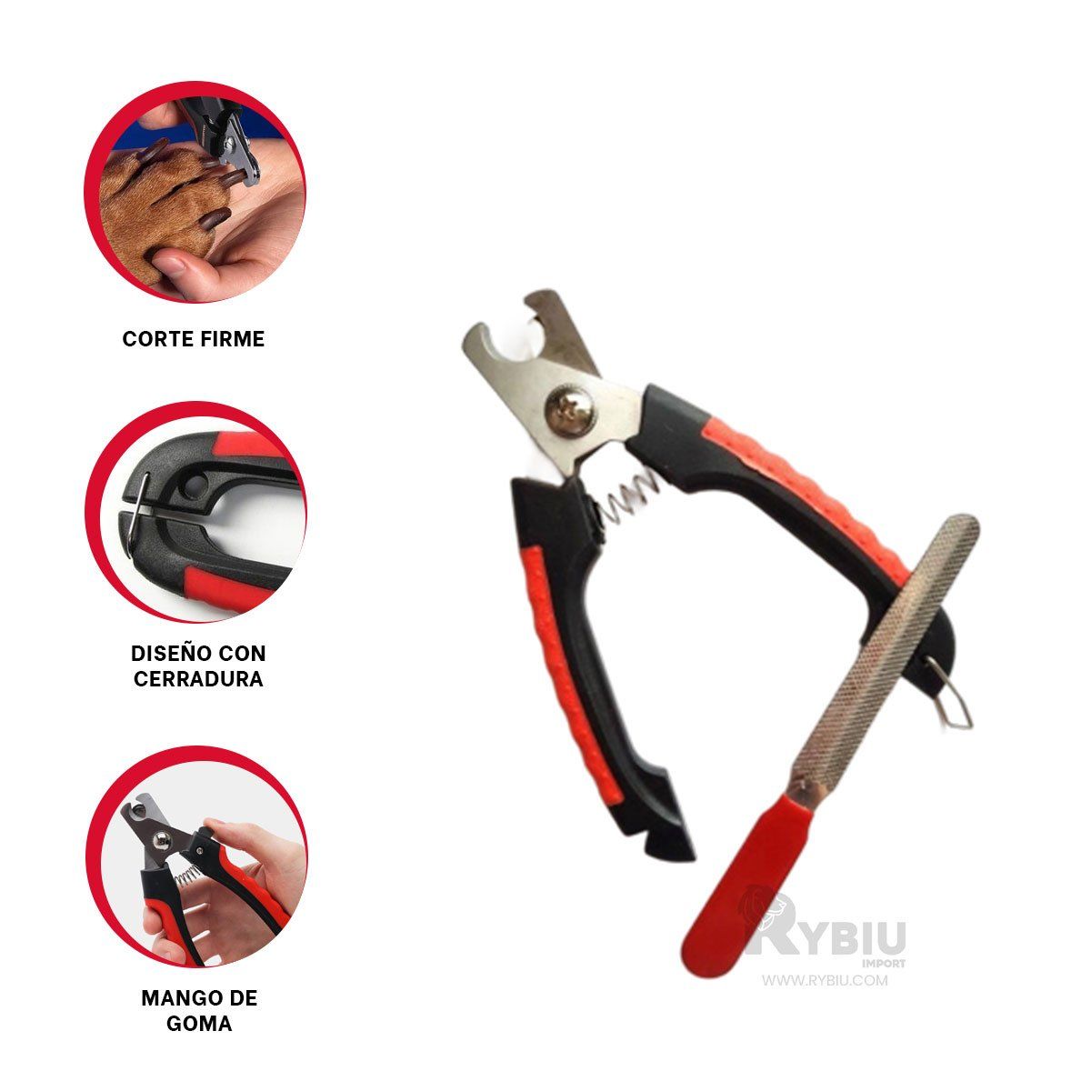 GENERICO - Tijeras de Uñas para Mascotas en Tono Rojo Y+Ligas de Regalo