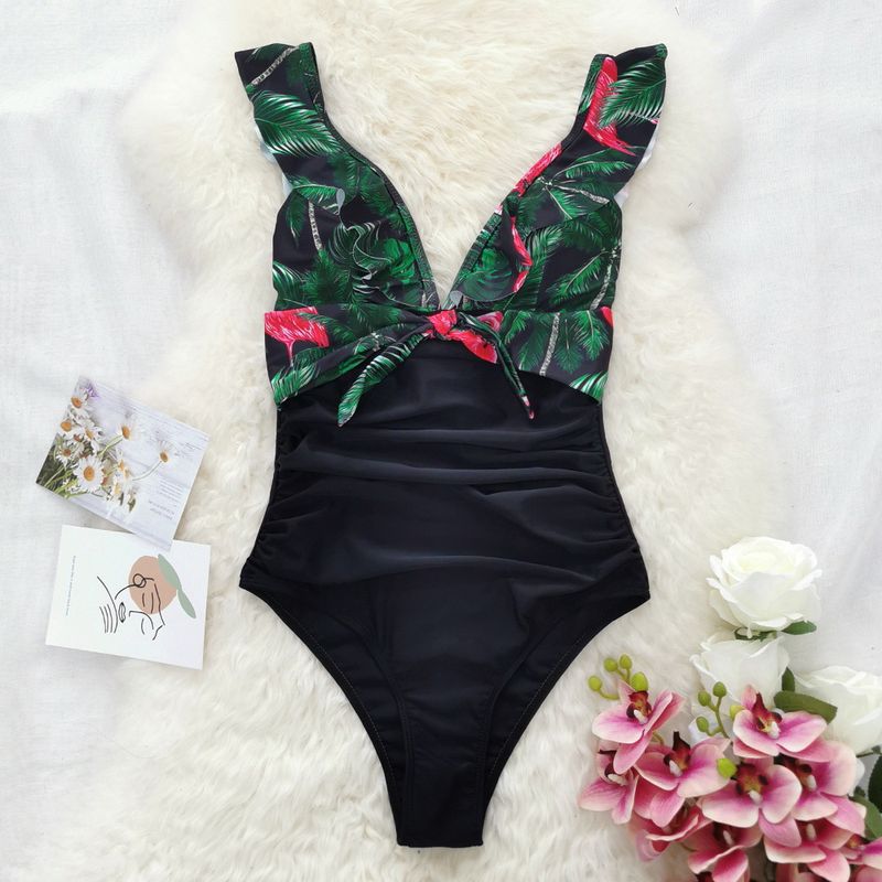 GENERICO - TRAJE DE BAÑO ENTERIZO CON HOJAS