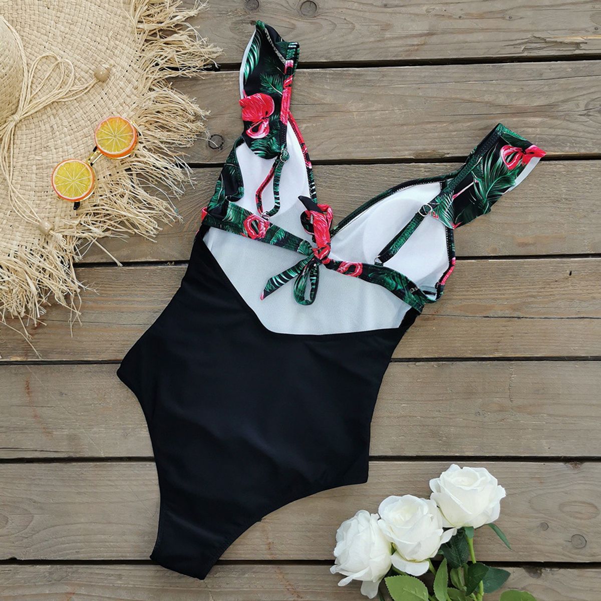 GENERICO - TRAJE DE BAÑO ENTERIZO CON HOJAS