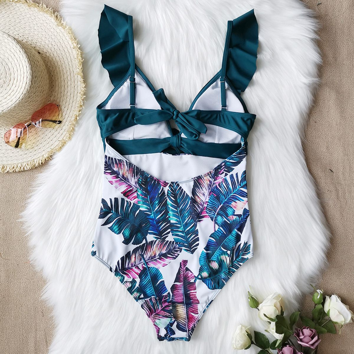 GENERICO - TRAJE DE BAÑO ENTERIZO CON HOJAS