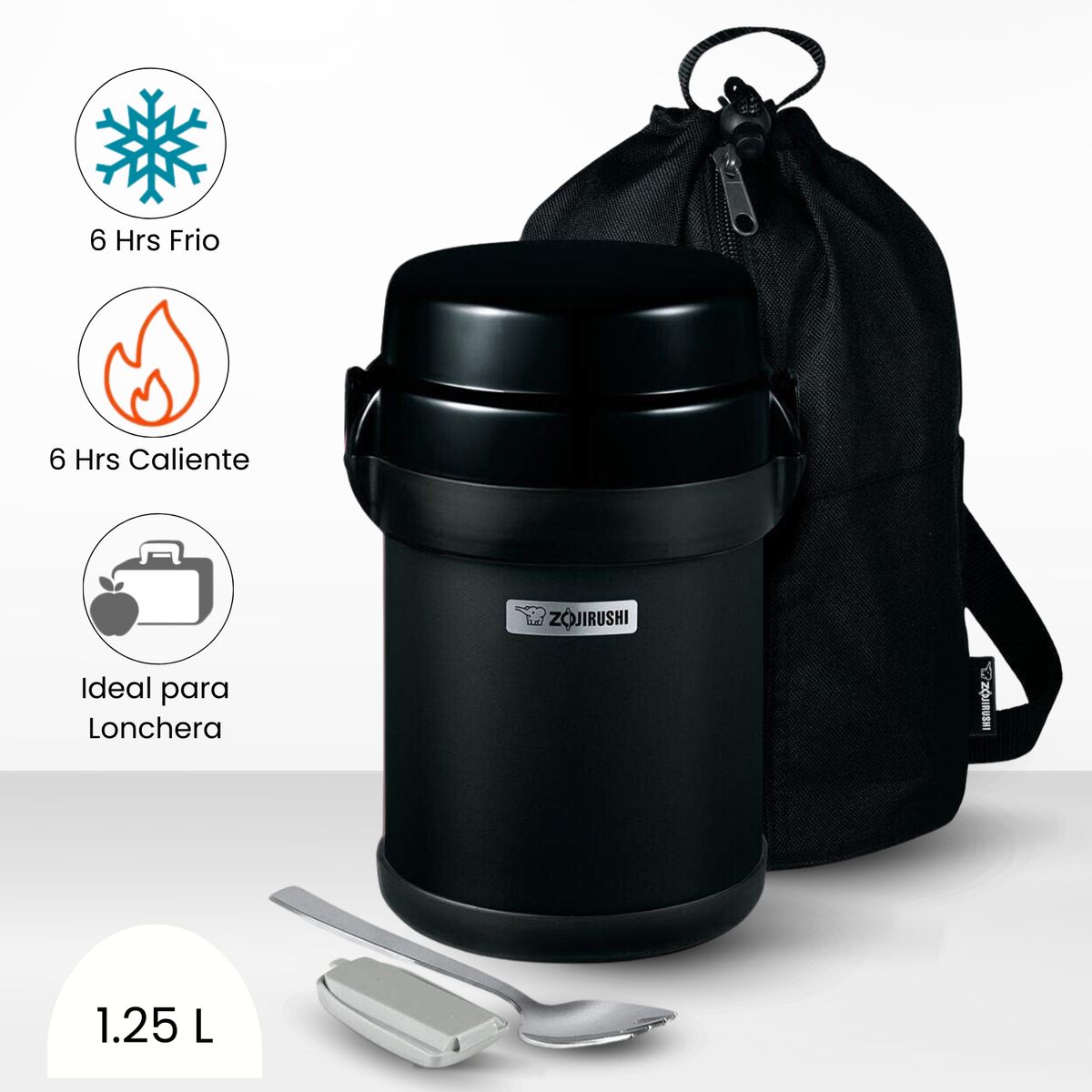 ZOJIRUSHI - Termo de Comida 4 Divisiones Mr Bento Zojirushi Negro 1.23l