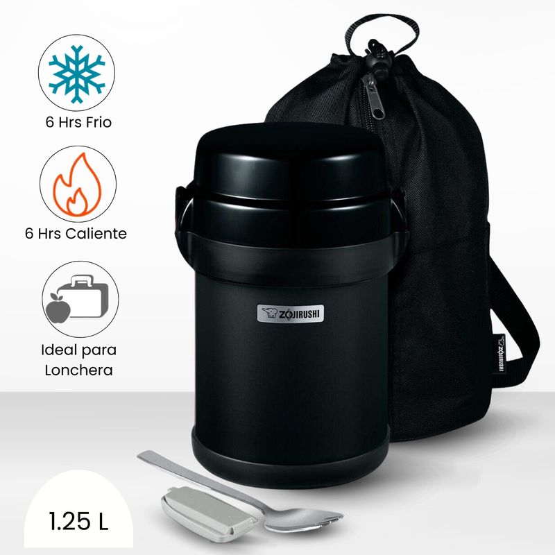 ZOJIRUSHI - Termo de Comida 4 Divisiones Mr Bento Zojirushi Negro 1.23l