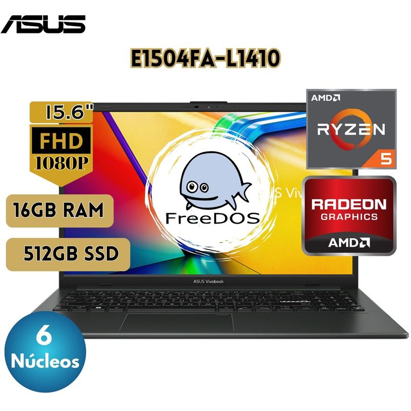 ASUS - Laptop ASUS E1504FA-L1410 15.6" FHD AMD Ryzen 5 7520U 16GB 512GB Freedos
