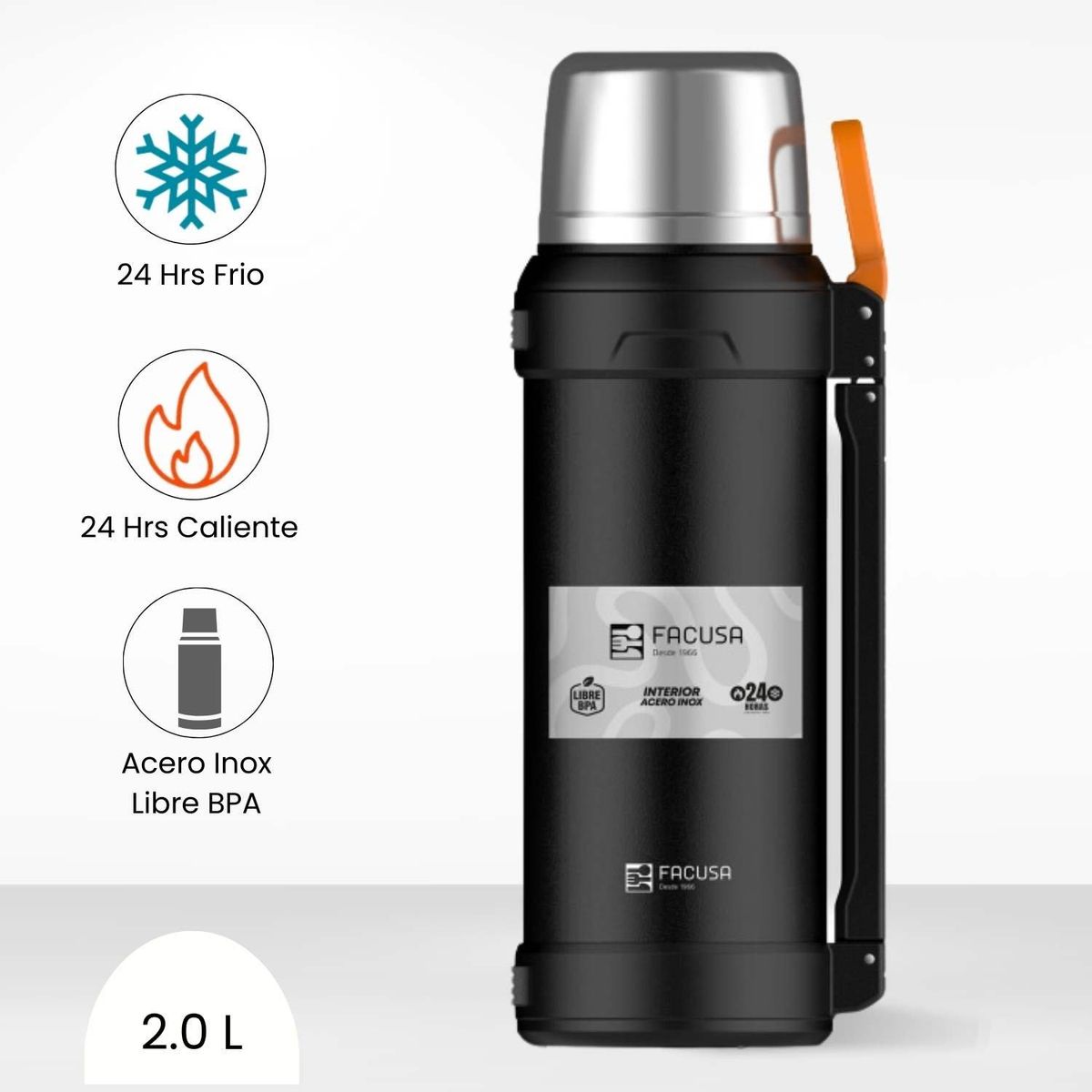 FACUSA - Termo de Bebida  Facusa Negro 2.0 L