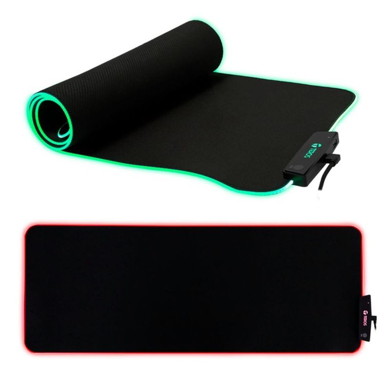 TEROS - Mouse pad RGB Gamer 80X30 TEROS TE-3013G USB a tipo C  Negro