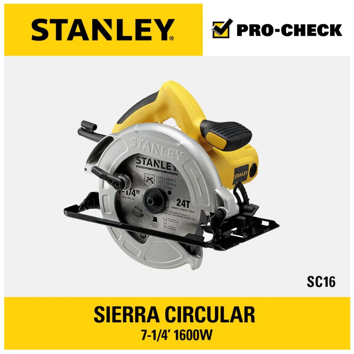 STANLEY - Sierra Circular Eléctrica  1600 W + 2 DISCOS Lijadora Orbital  240W