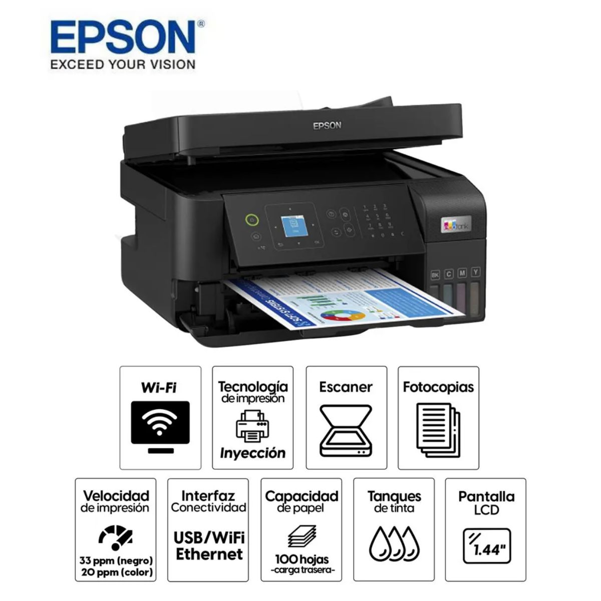 EPSON - Impresora Multifuncional EPSON Ecotank L5590 Fax USB LAN Wifi