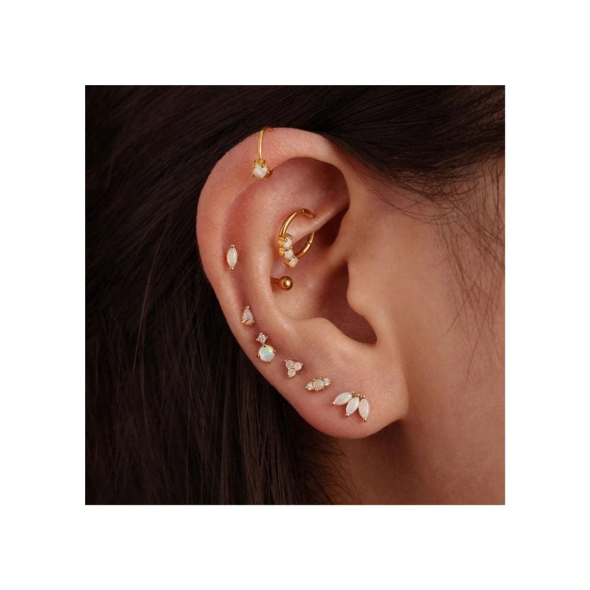 CLEO JOYAS & ACCESORIOS - Piercing Three Opalo 925 Dorado Plata