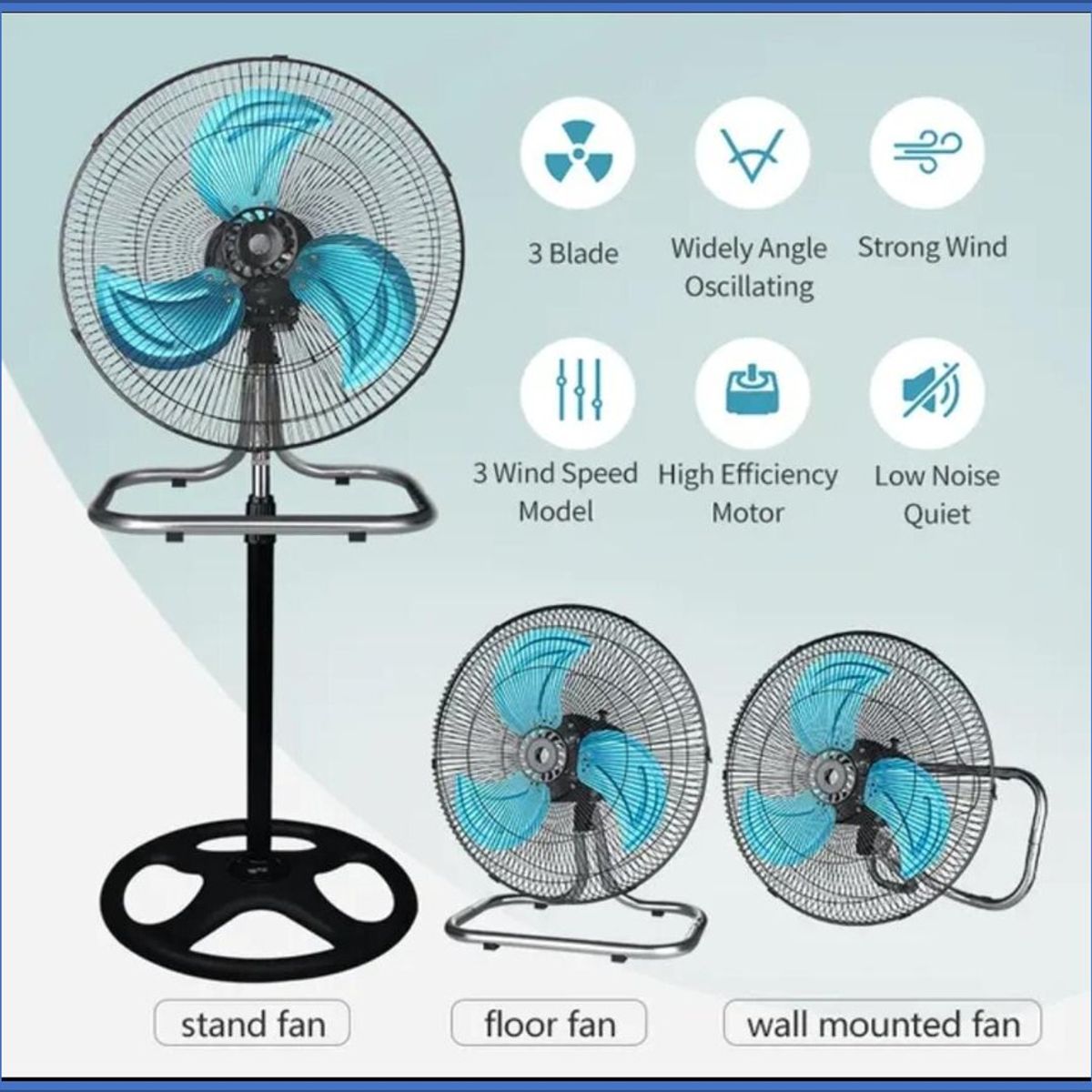 GENERICO - VENTILADOR SEMINDUSTRIAL 65W 3 HELICES 3 EN 1