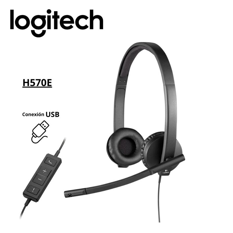 LOGITECH - Audifono Con Microfono Logitech B2B H570E USB Stereo Black