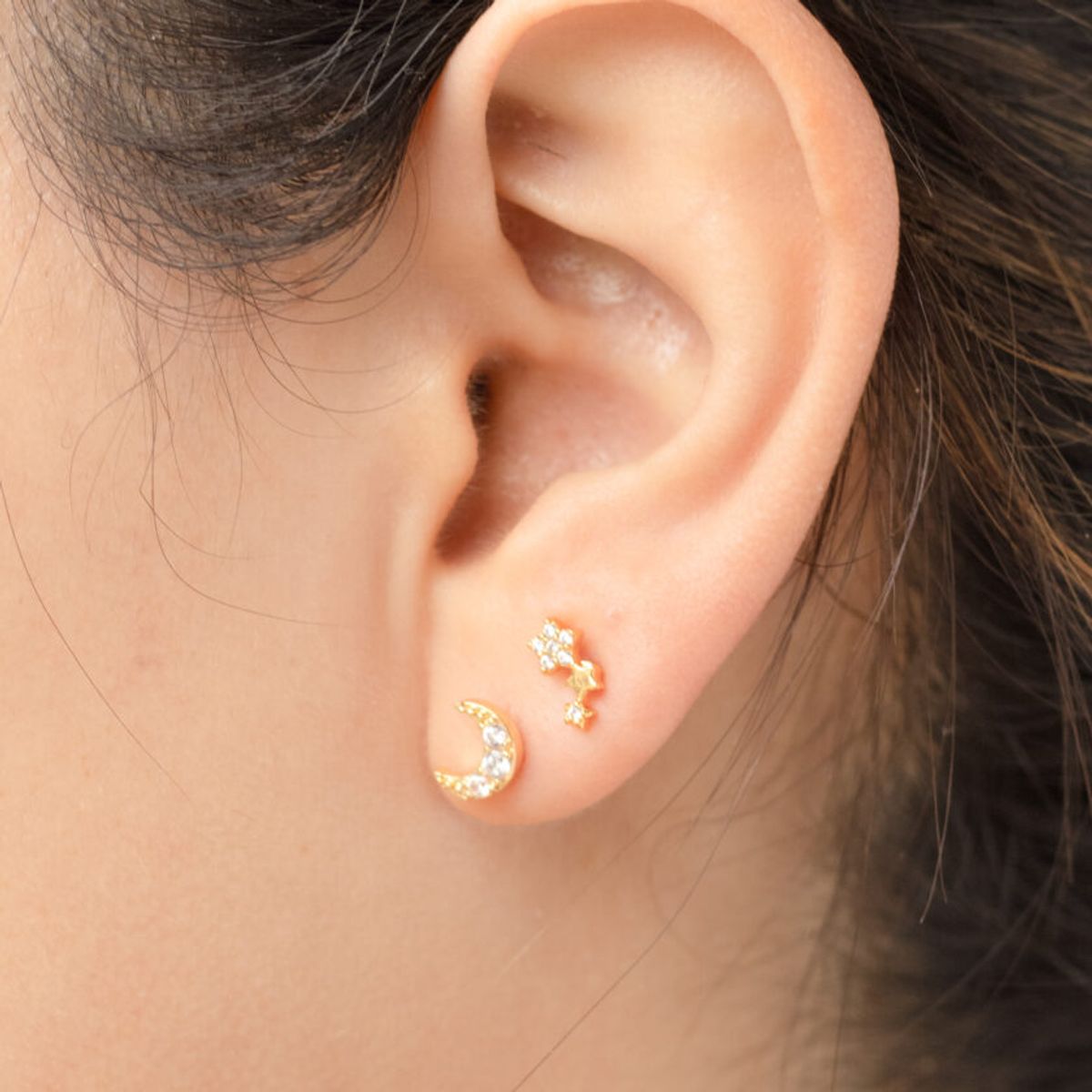 CLEO JOYAS & ACCESORIOS - Piercing Estrellas Luana 925 Dorado Plata