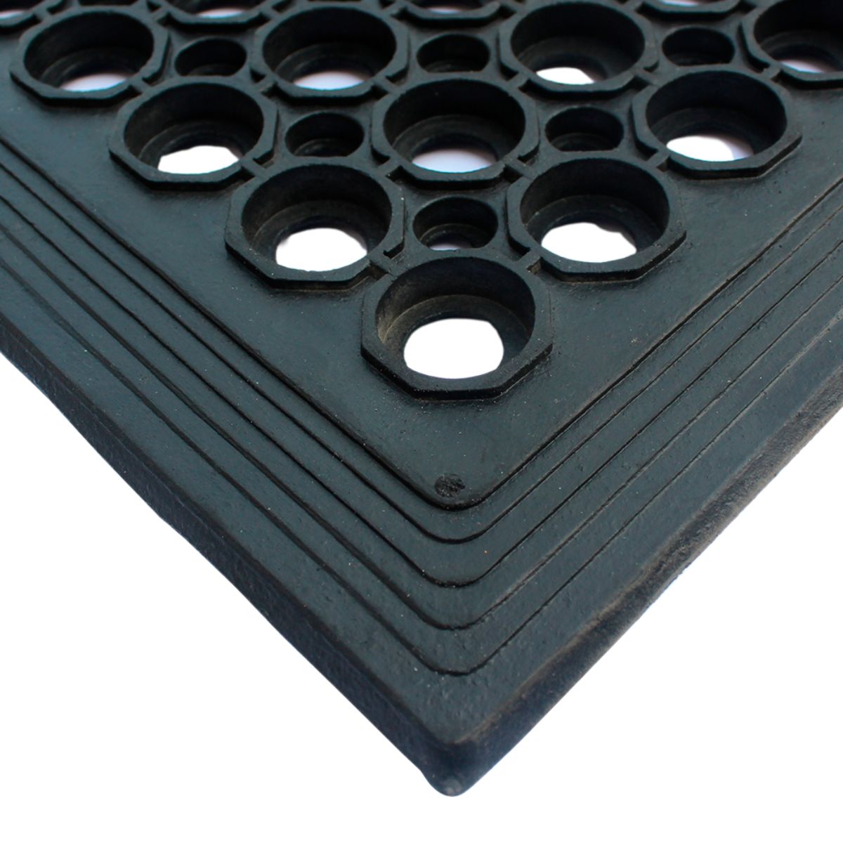 QRUBBER - Piso drenaje con bordes de seguridad 91cm x 152cm x 11mm