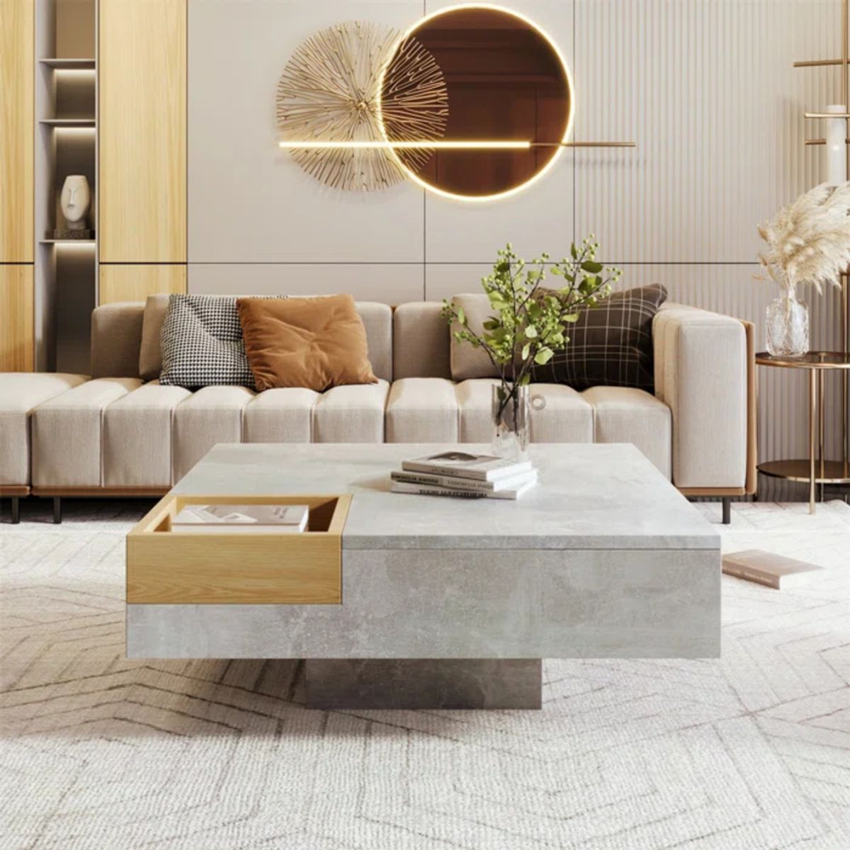 TU MESITA - Mesa de Centro Cuadrada Angelus color GrisDuna TU MESITA