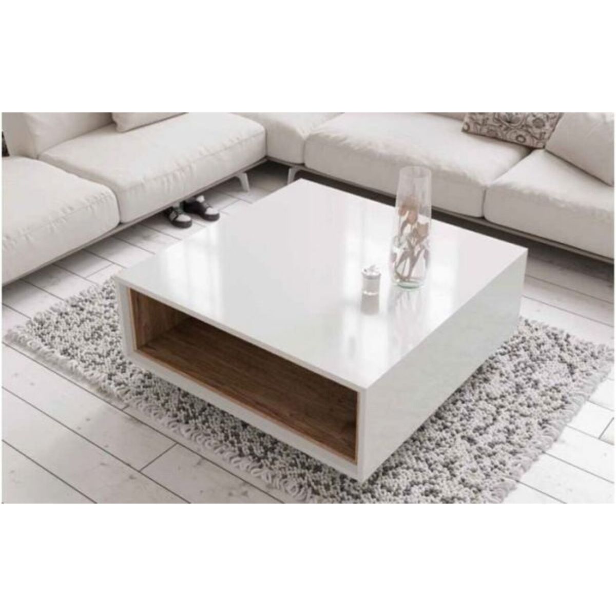 TU MESITA - Mesa de centro Cuadrada Fernando color BlancoMarrón TU MESITA