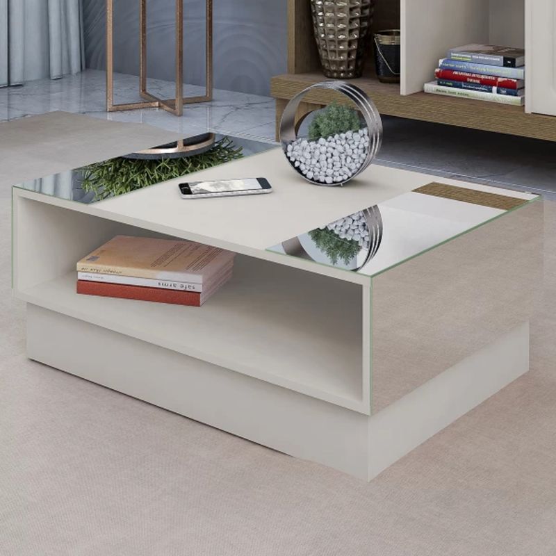 TU MESITA - Mesa de Centro Dember con espejos color Blanco TU MESITA