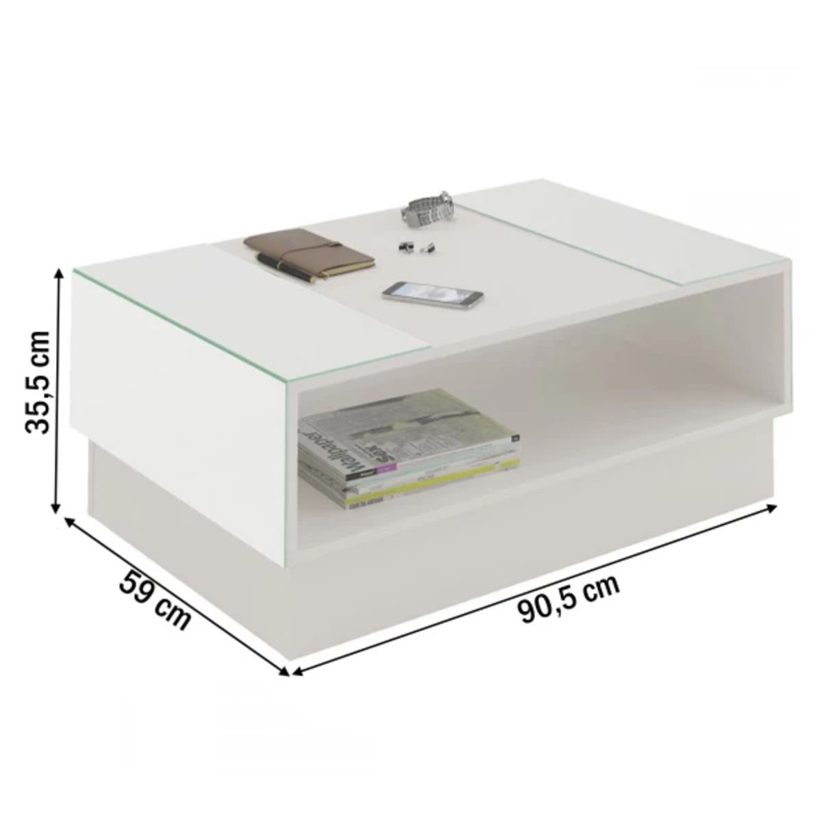 TU MESITA - Mesa de Centro Dember con espejos color Blanco TU MESITA