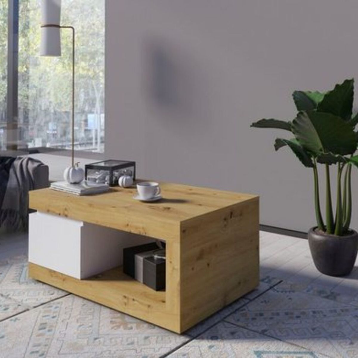 TU MESITA - Mesa de Centro Moderna Daila Blanco 110cm TU MESITA