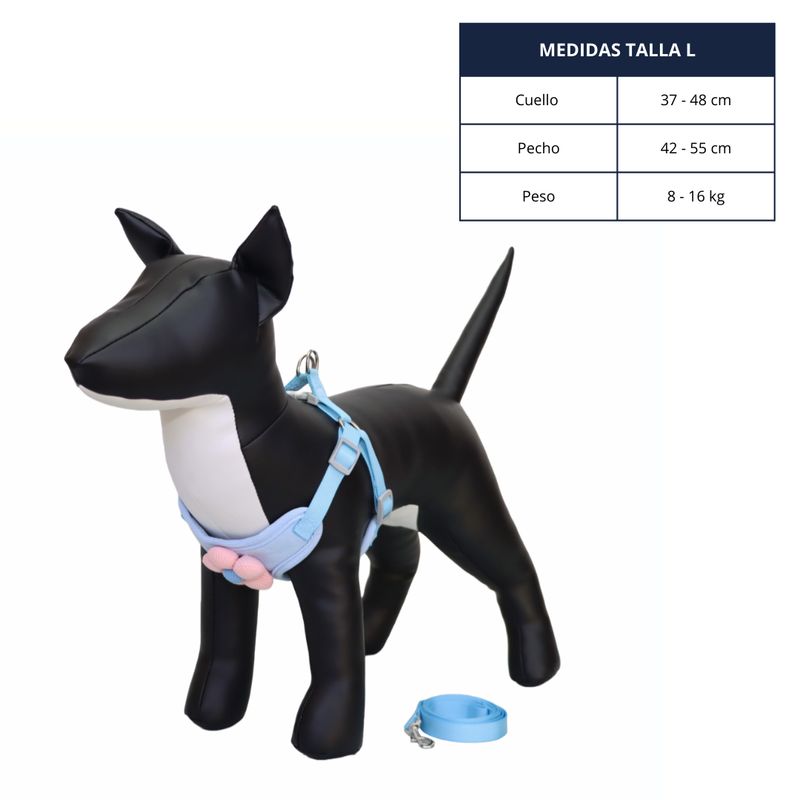 GENERICO - ARNÉS CELESTE TALLA L PARA PERRO CON DECORACIÓN DE FLOR