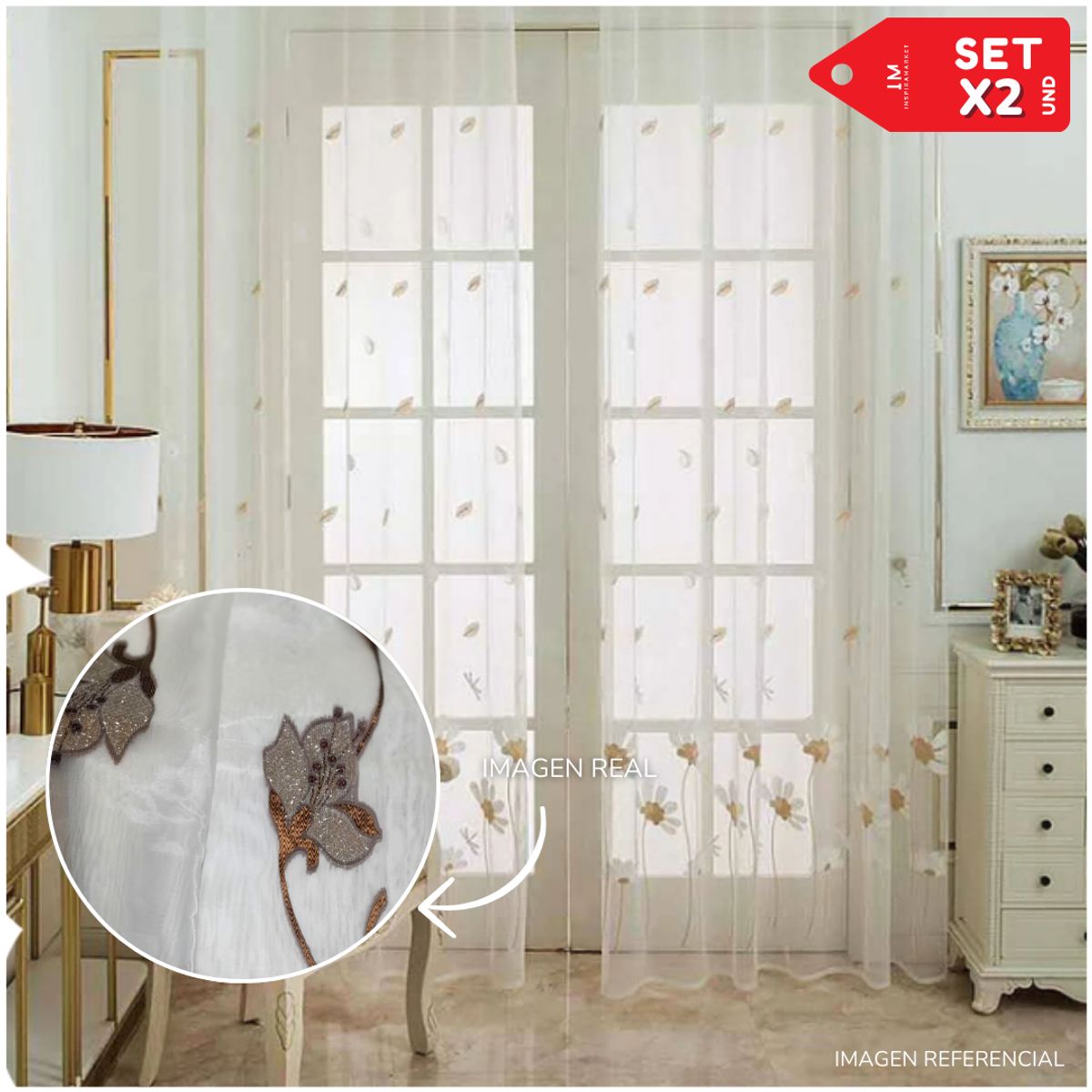 INSPIRA MARKET - Cortina de Voile cortina elegante 140 X 240 cm SET