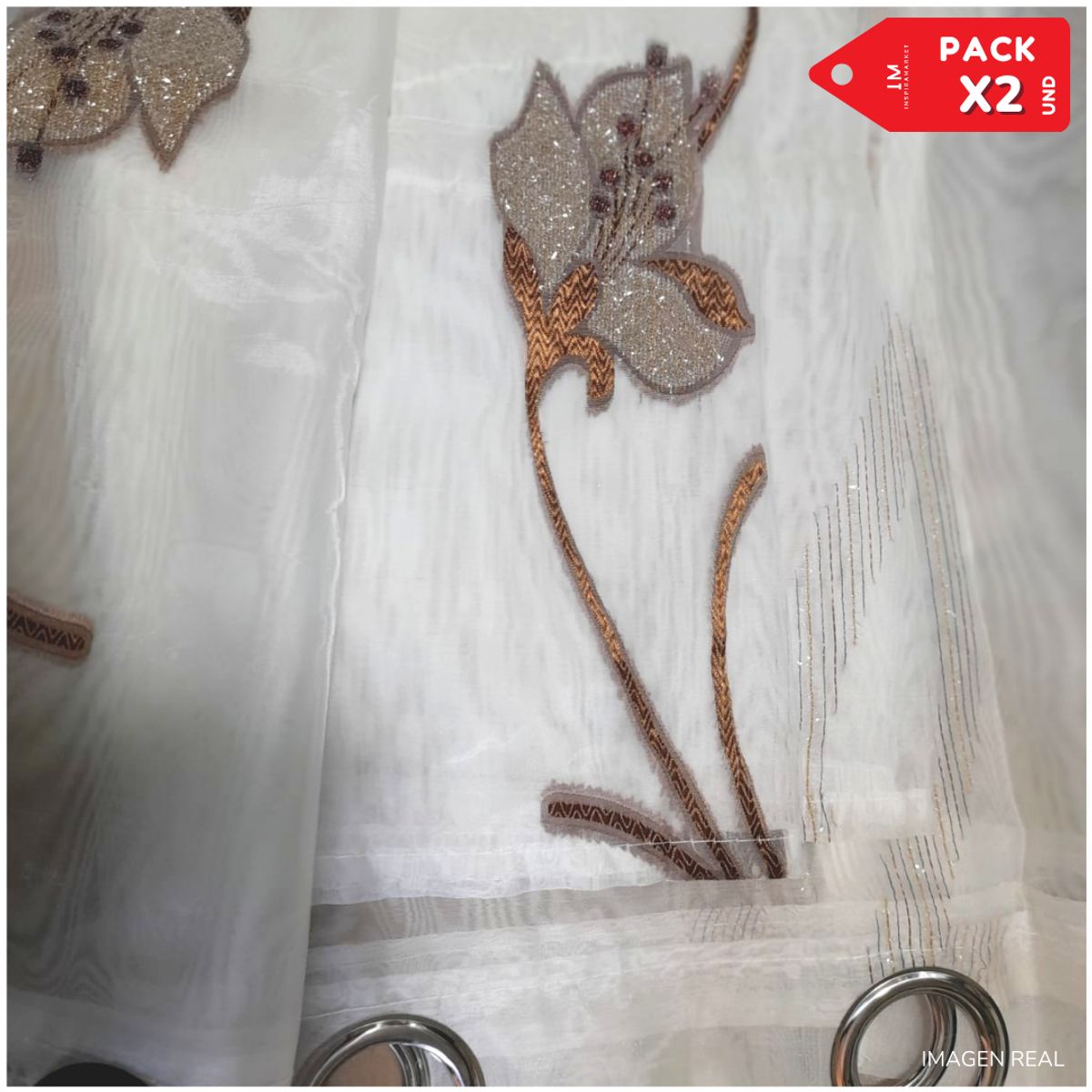 INSPIRA MARKET - Cortina de Voile cortina elegante 140 X 240 cm SET