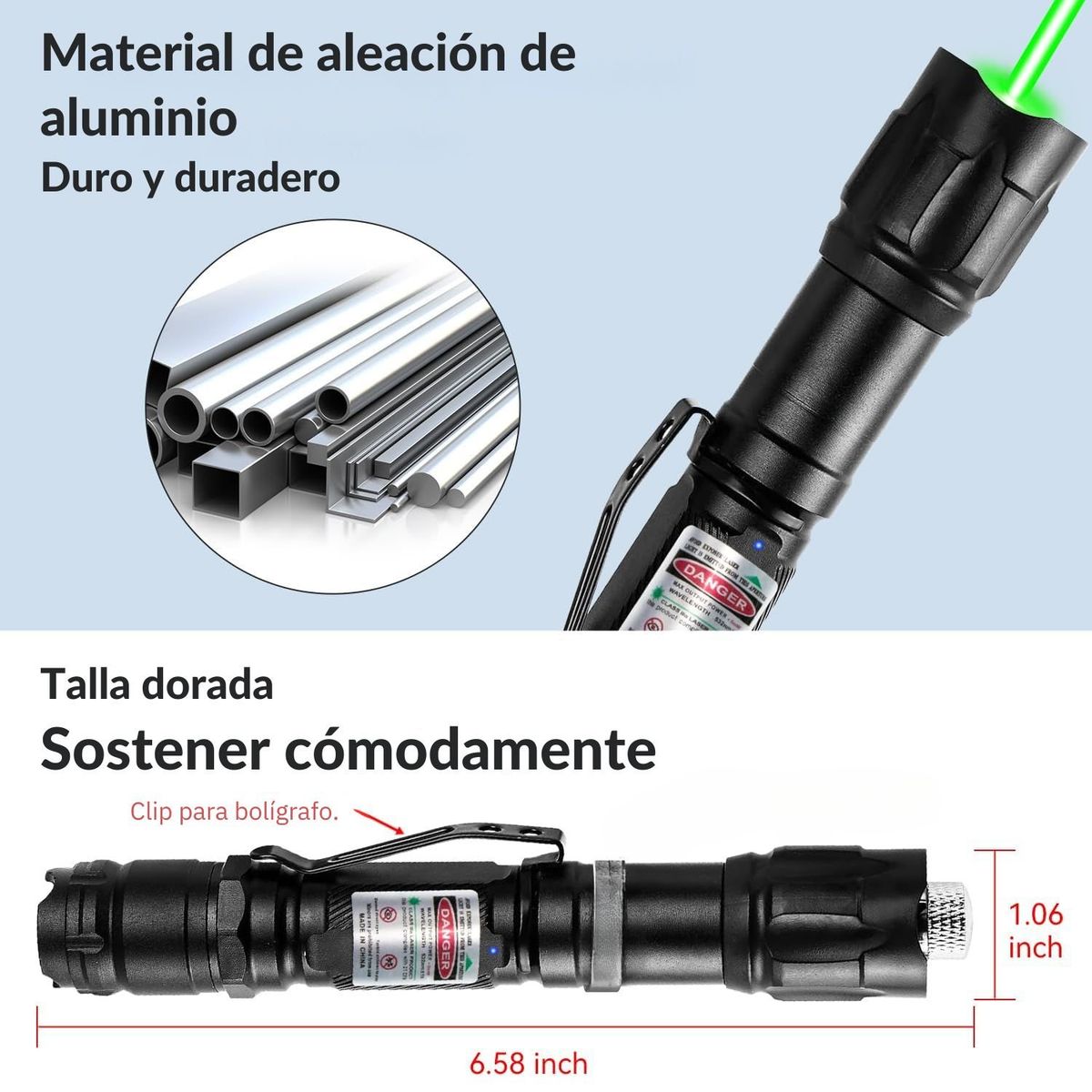 GENERICO - Puntero láser verde 3KM Alcance Extendido Recargable