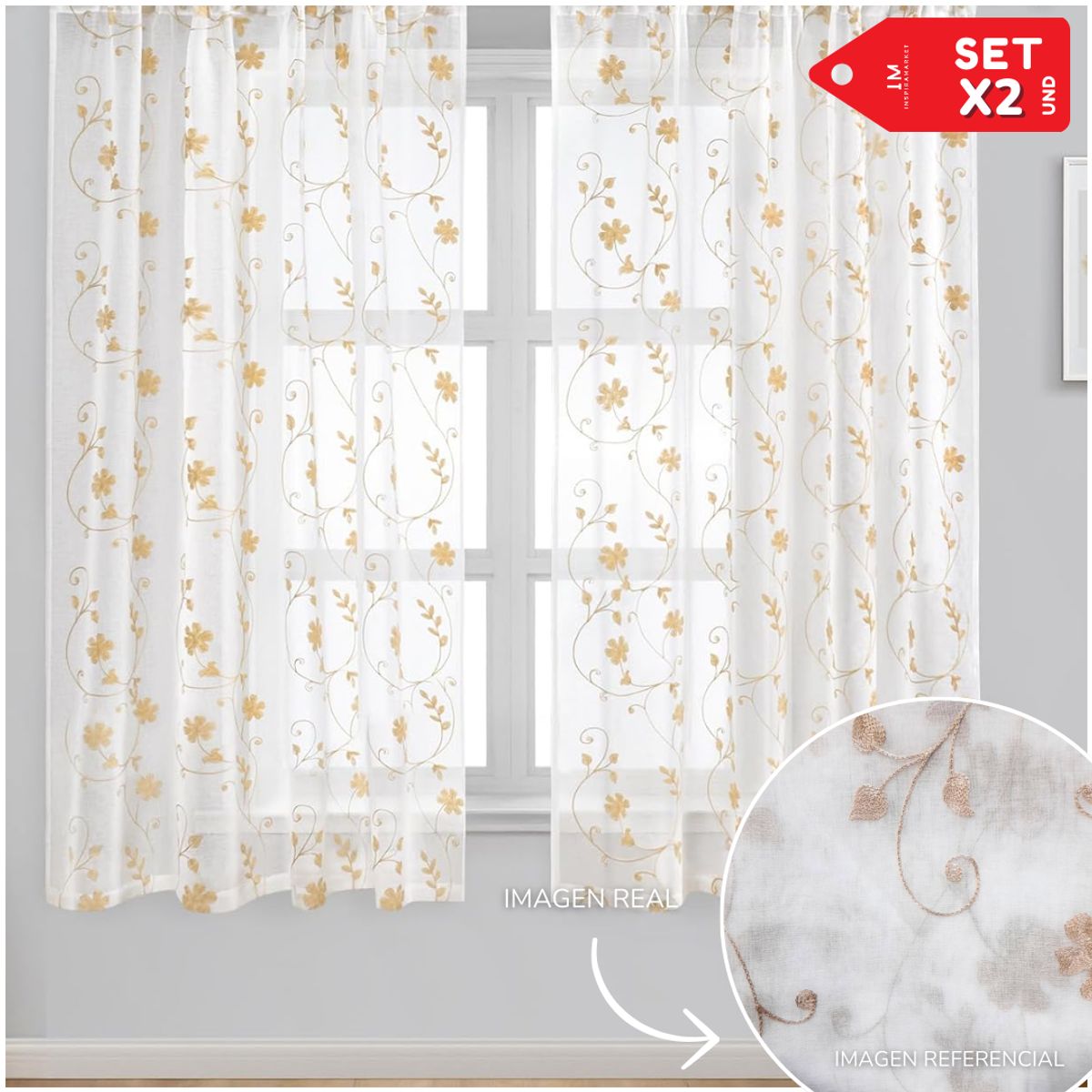 INSPIRA MARKET - Cortina de Voile cortina elegante 140 X 240 cm SET