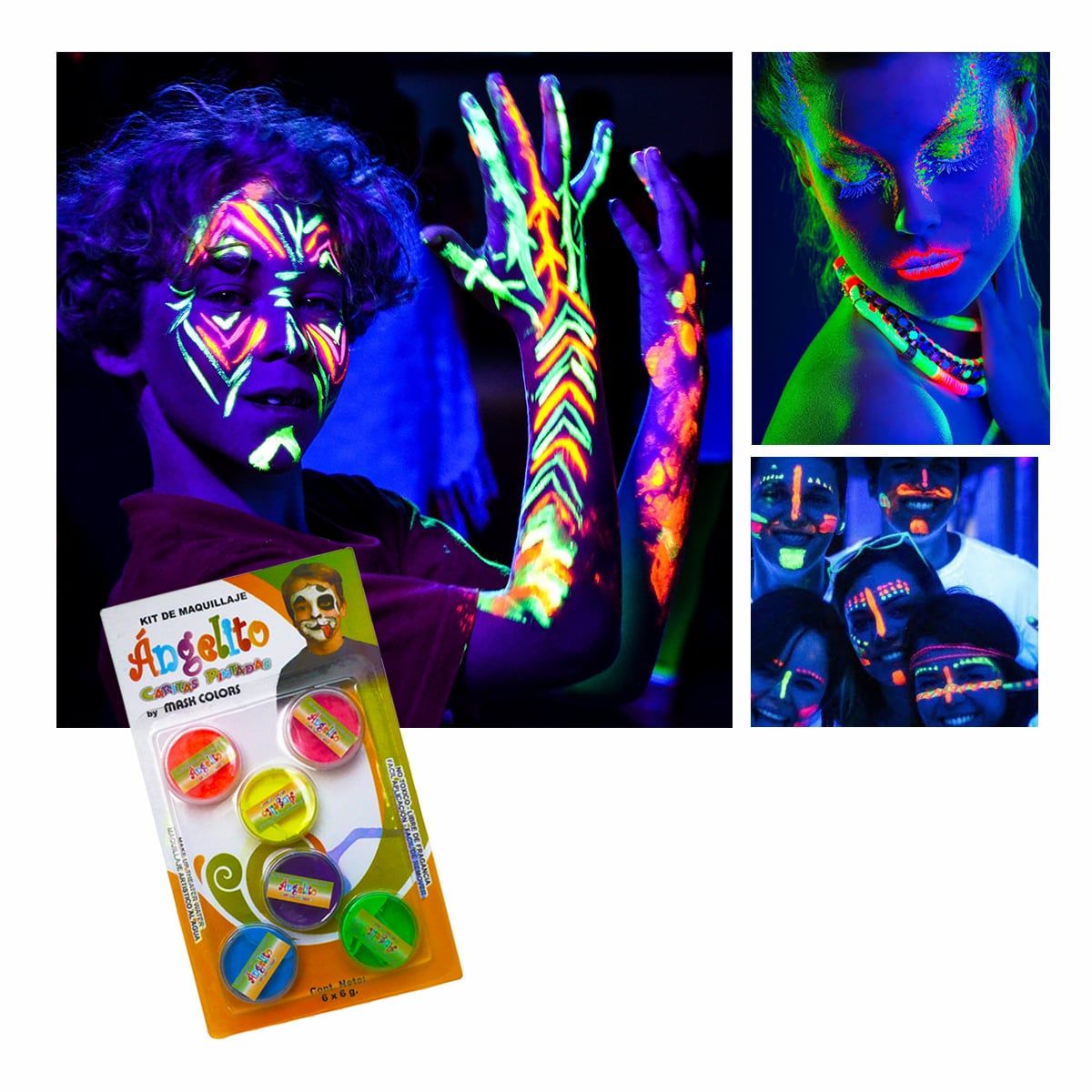 MASK COLORS - Set de 5  maquillaje en colores neón