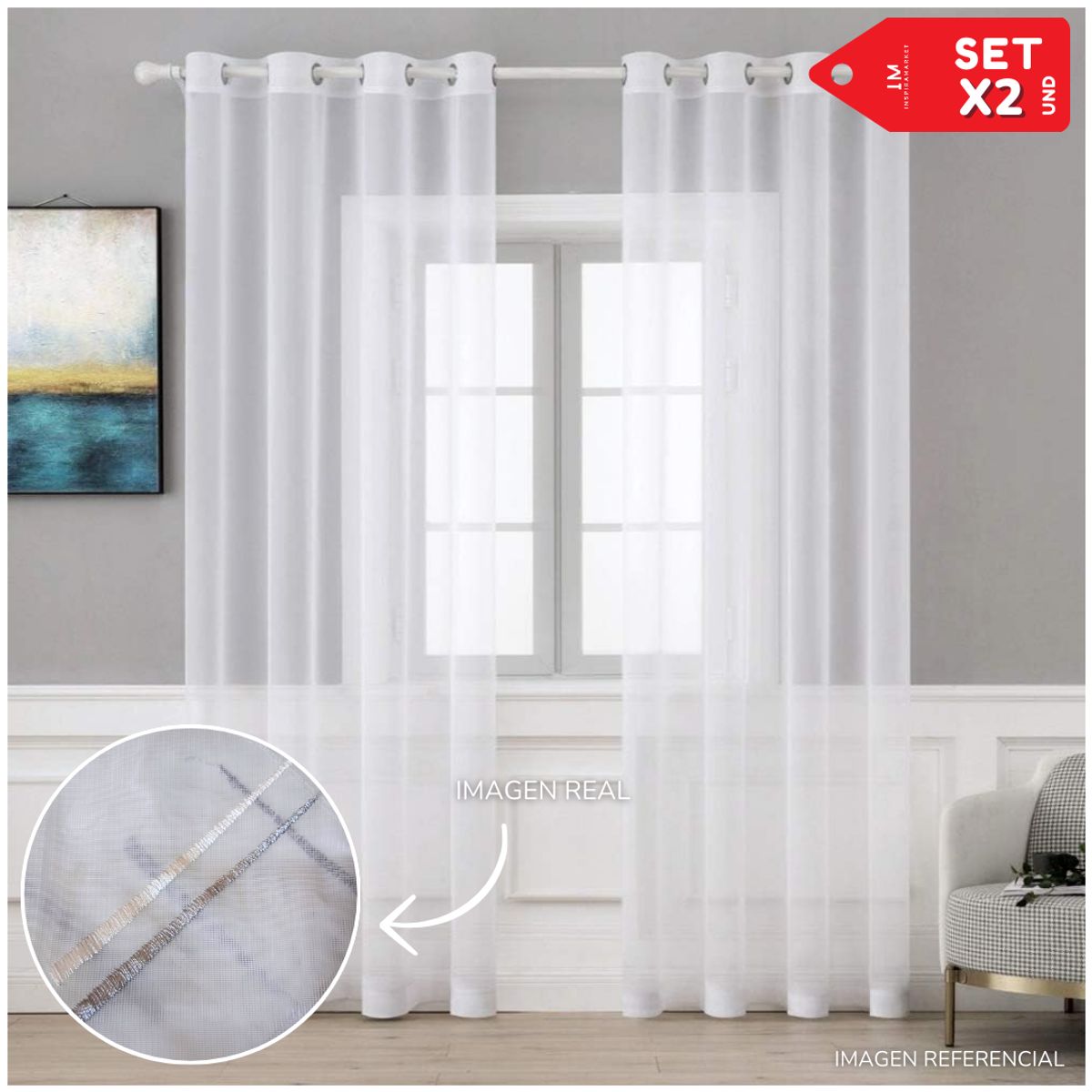 INSPIRA MARKET - Cortina de Voile cortina elegante 140 X 240 cm SET