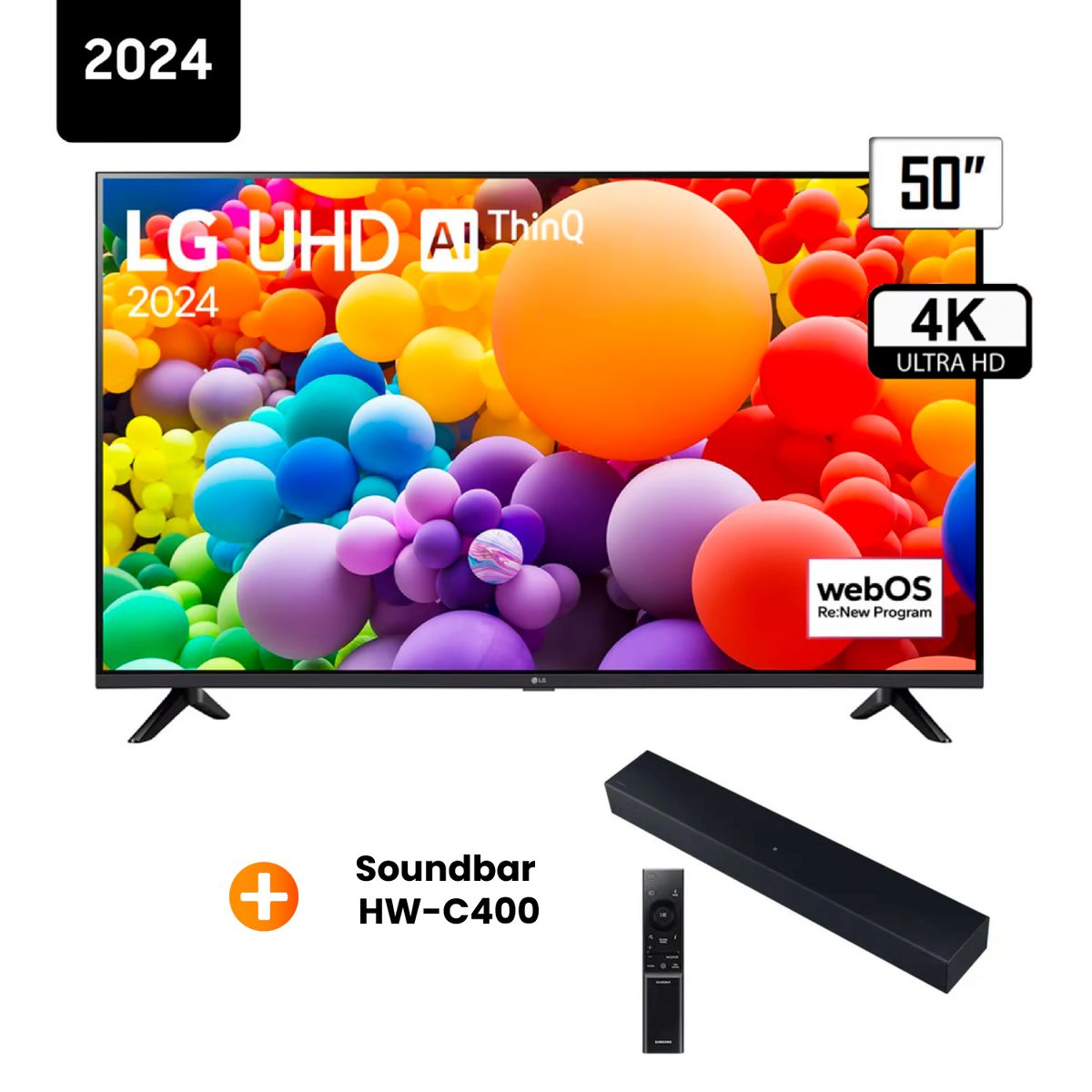 LG - Televisor LG 50 Pulg. LED Smart TV UHD 4K con ThinQ AI 50UT7300 +Samsung Soundbar HW-C400