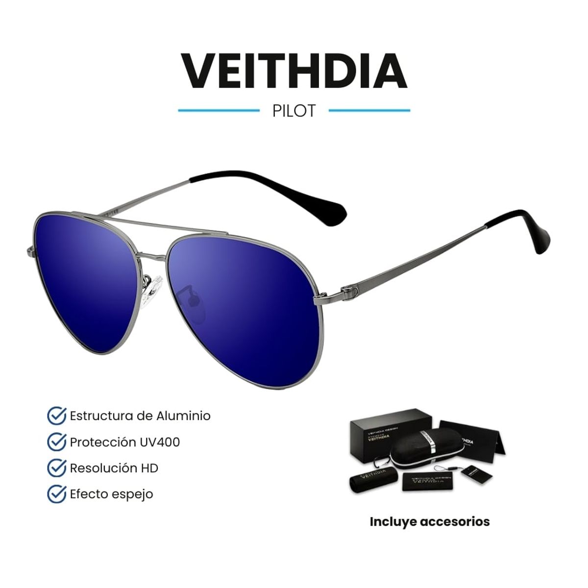 VEITHDIA - Lentes de Sol VEITHDIA Pilot - Polarizados - UV400