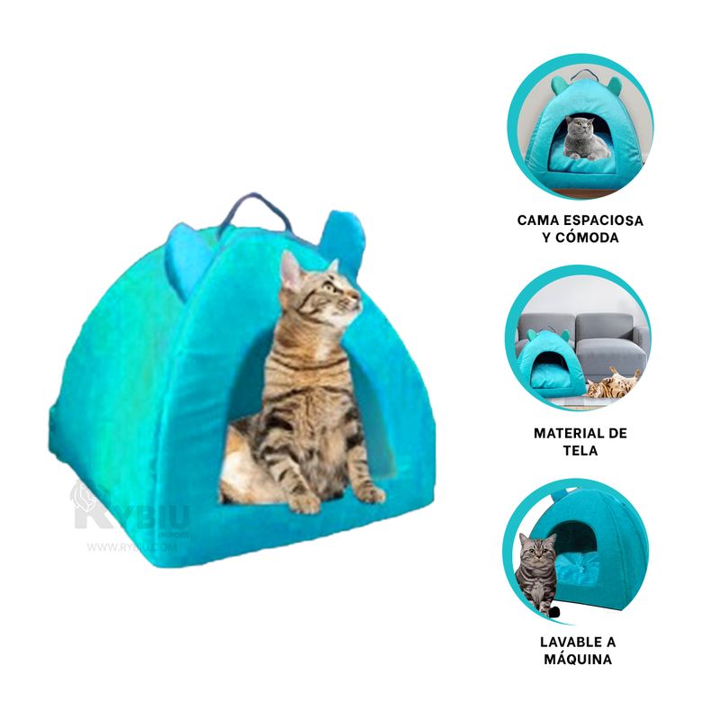 GENERICO - Cama para Mascotas Talla S Verde Agua Y+Papel de Regalo