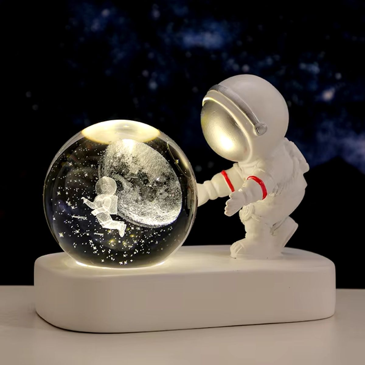 GENERICO - ESFERA DE CRISTAL 3D LÁMPARA MULTICOLOR ADORNO ASTRONAUTA DECORATIVO