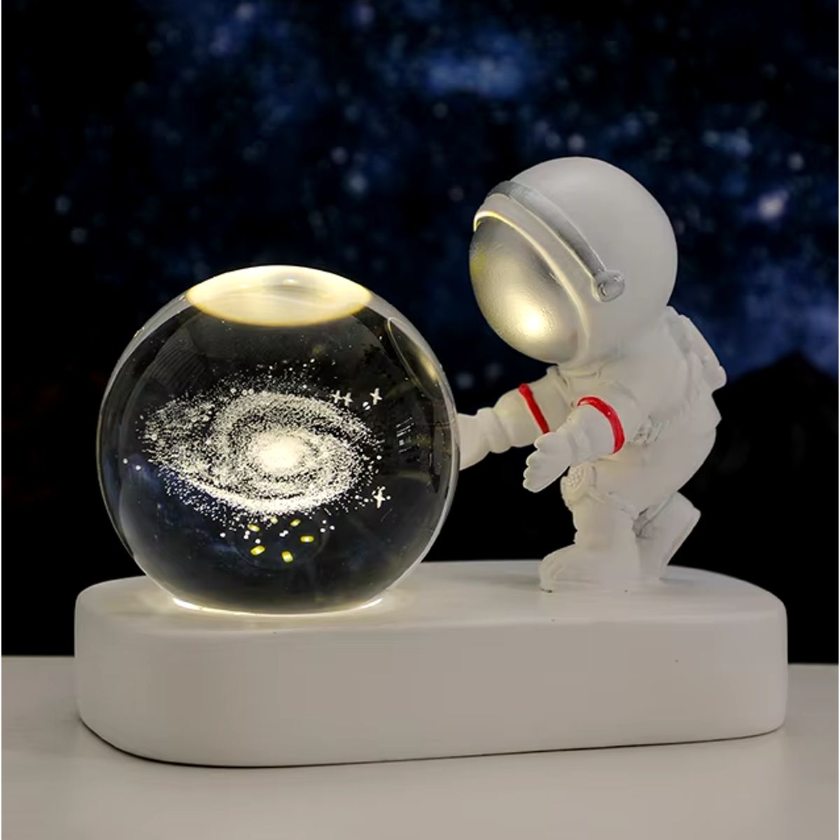 GENERICO - ESFERA DE CRISTAL 3D LÁMPARA MULTICOLOR ADORNO ASTRONAUTA DECORATIVO