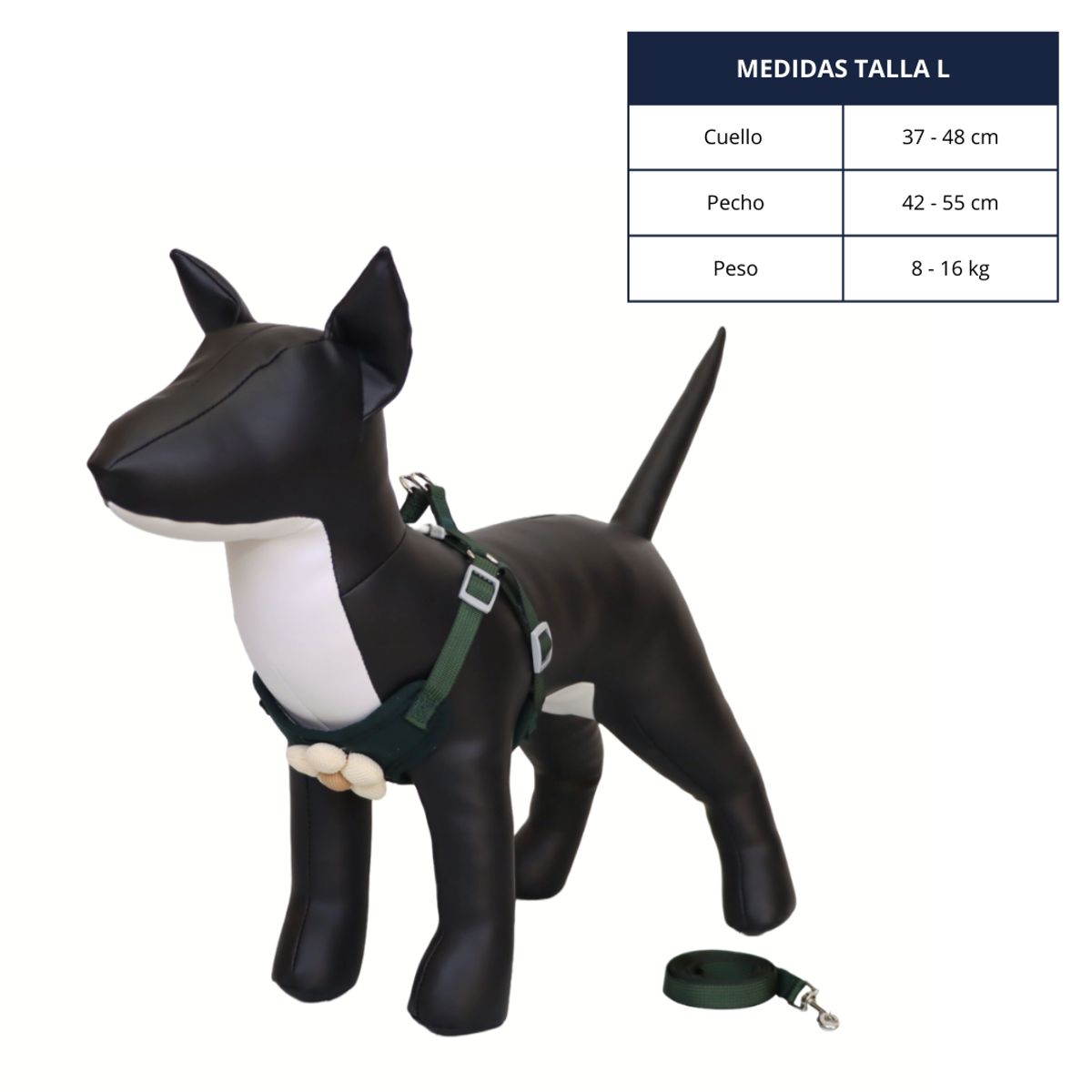 GENERICO - ARNÉS VERDE TALLA L PARA PERRO CON DECORACIÓN DE FLOR