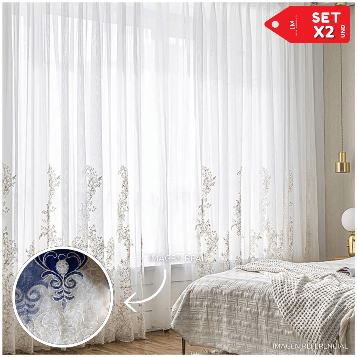 INSPIRA MARKET - Cortina de Voile cortina elegante 140 X 240 cm SET