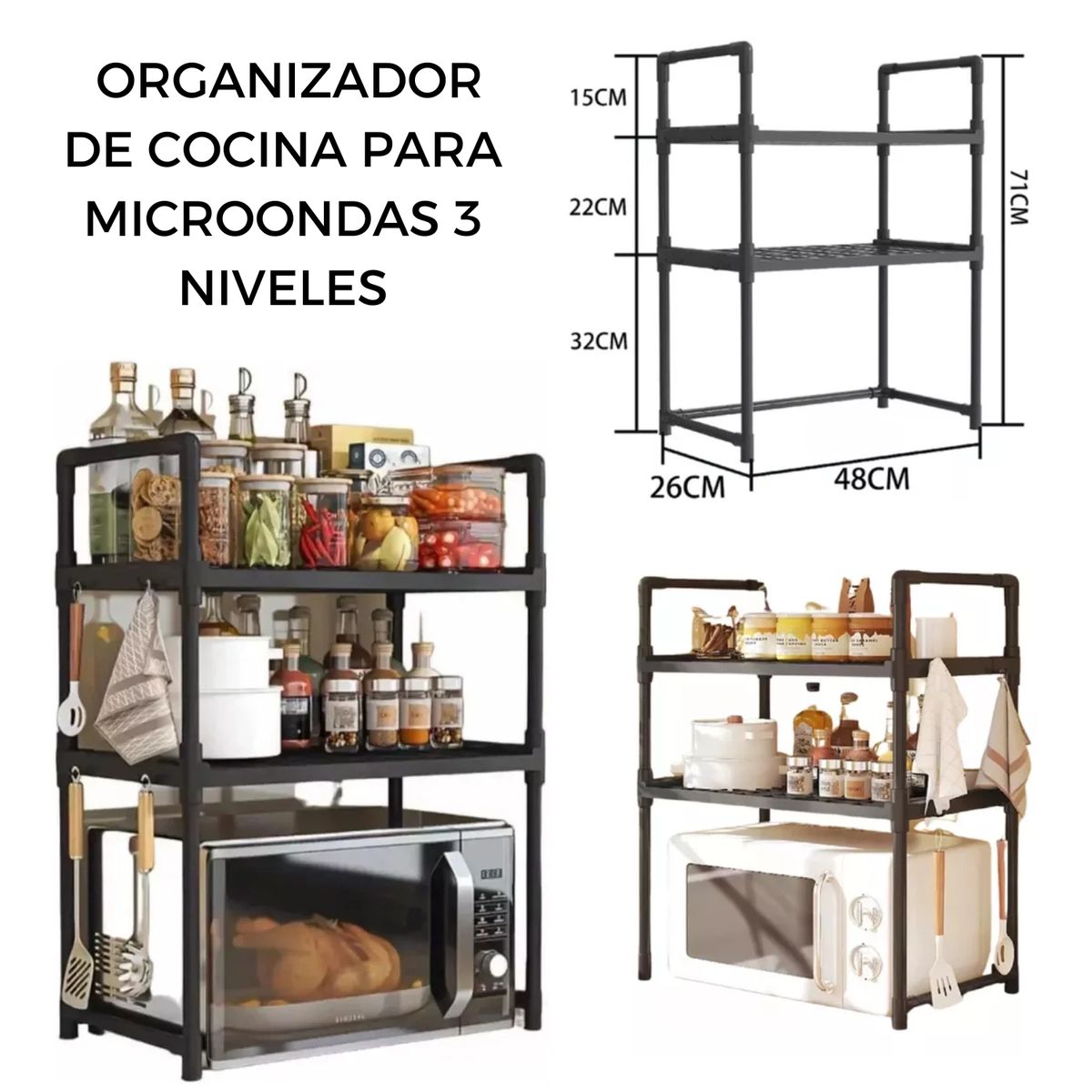 GENERICO - ESTANTE ORGANIZADOR DE COCINA PARA MICROONDAS 2 NIVELES