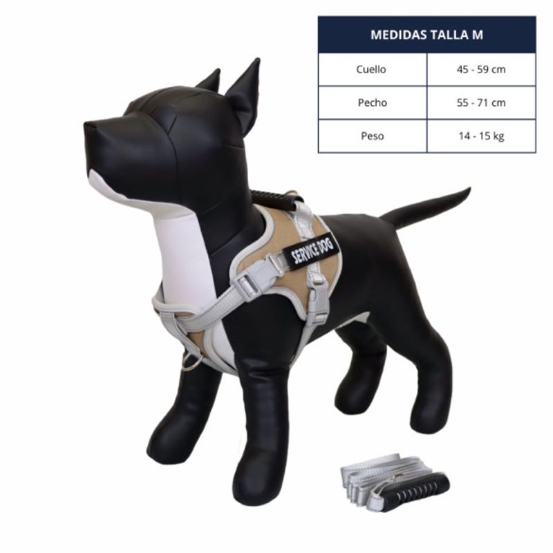 GENERICO - ARNÉS CAQUI TALLA M REFLECTANTE PARA PERROS CON ASA