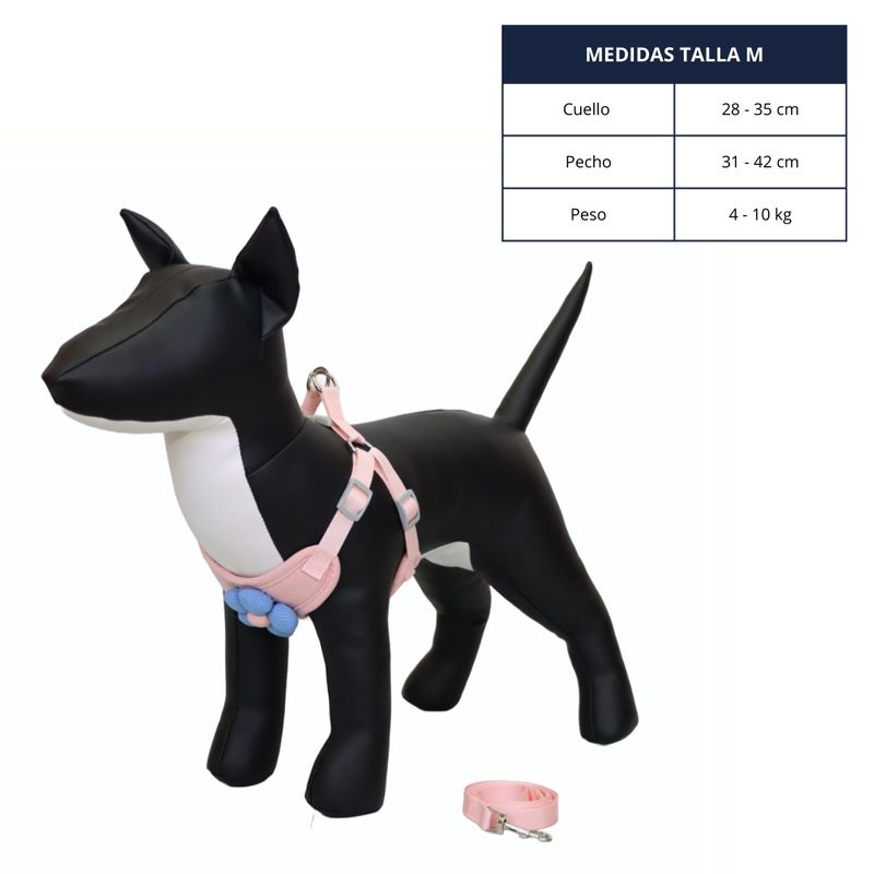 GENERICO - ARNÉS ROSADO TALLA M PARA PERRO CON DECORACIÓN DE FLOR