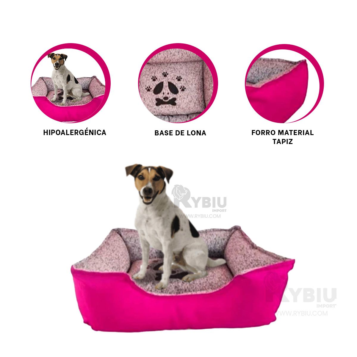 RYBIU IMPORT - Cojin Material Tapiz para Mascotas Fucsia XXL Y+Stickers