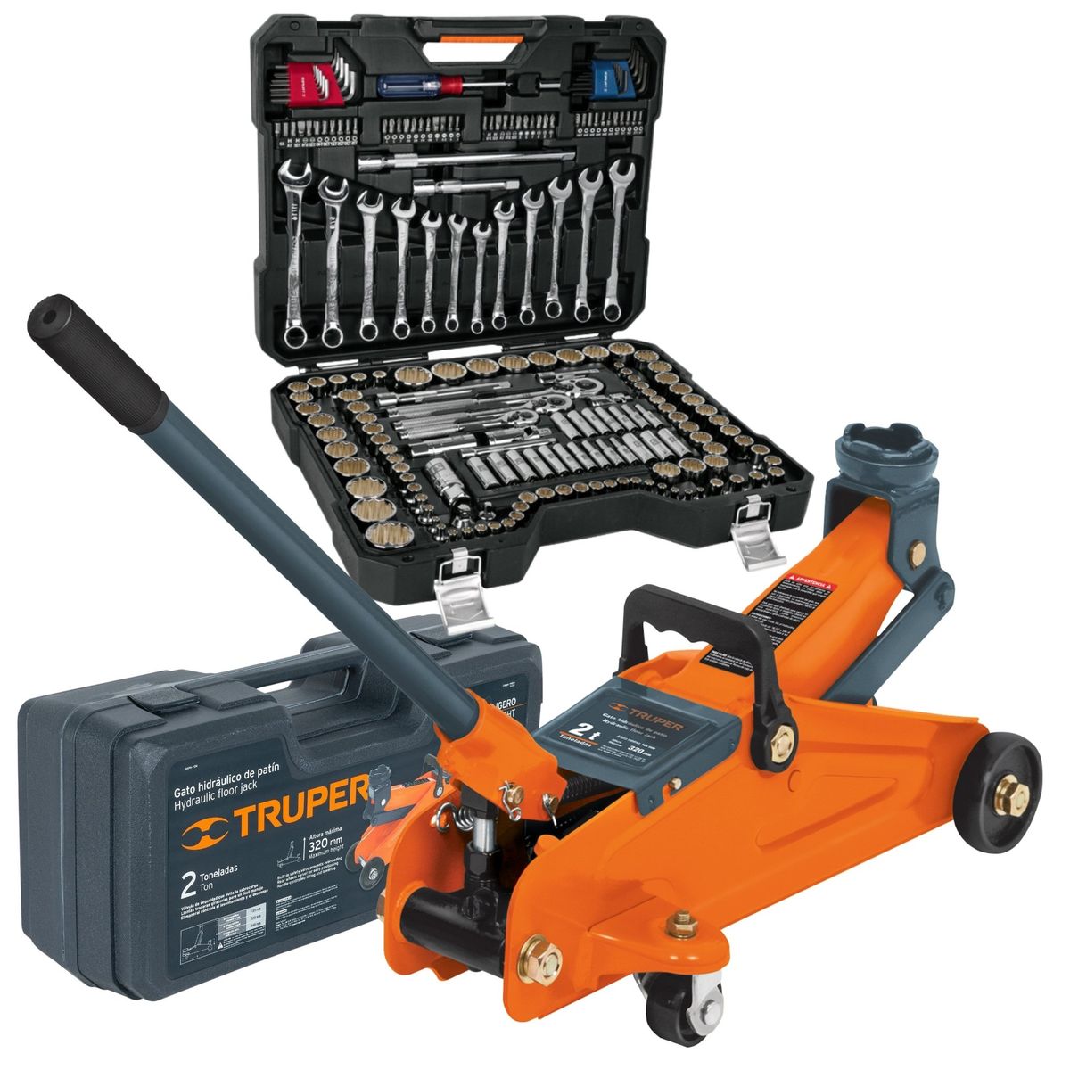 TRUPER - Gata tipo lagarto caimán 2 toneladas con maletín Truper