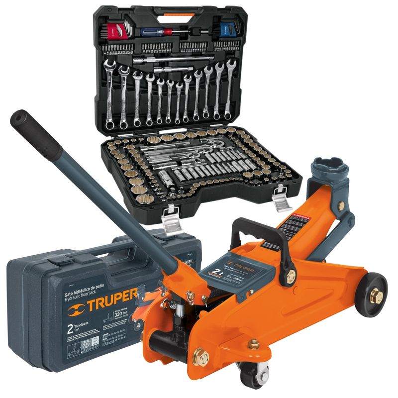 TRUPER - Gata tipo lagarto caimán 2 toneladas con maletín Truper