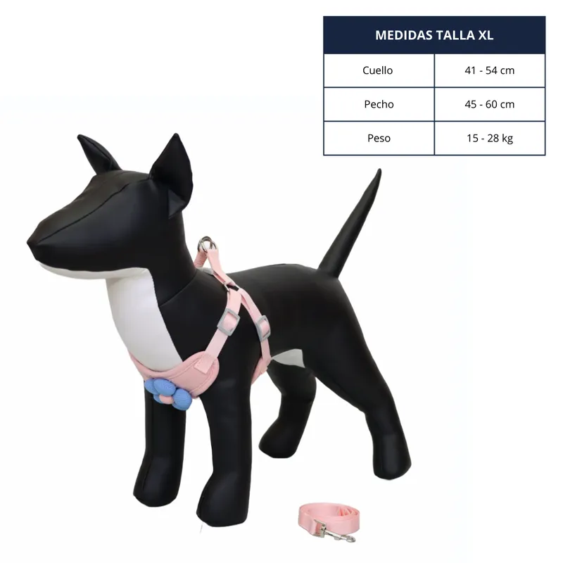GENERICO - ARNÉS ROSADO TALLA XL PARA PERRO CON DECORACIÓN DE FLOR
