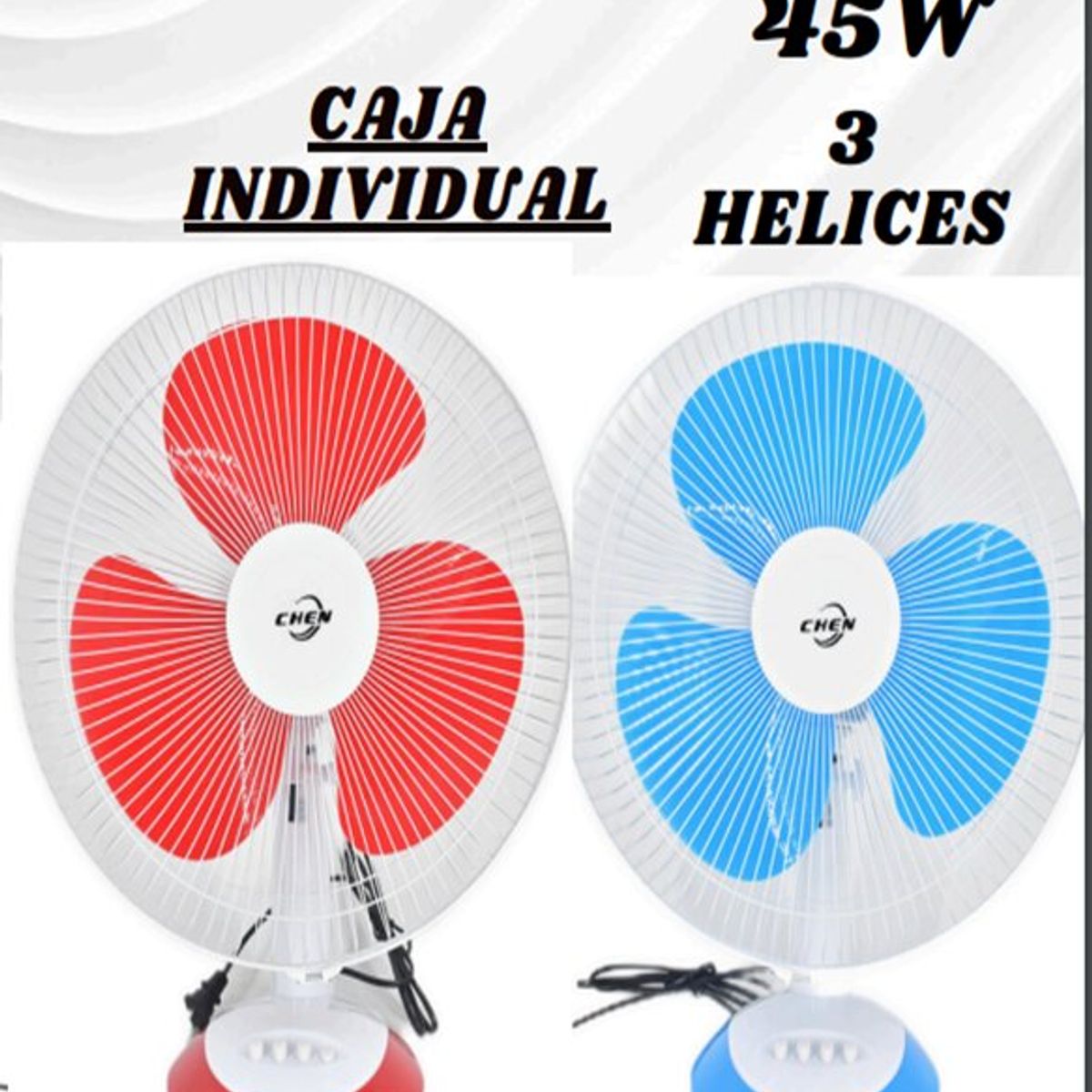 GENERICO - VENTILADOR DE 16" DE MESA  45W 3 HELICES AZUL - ROJO