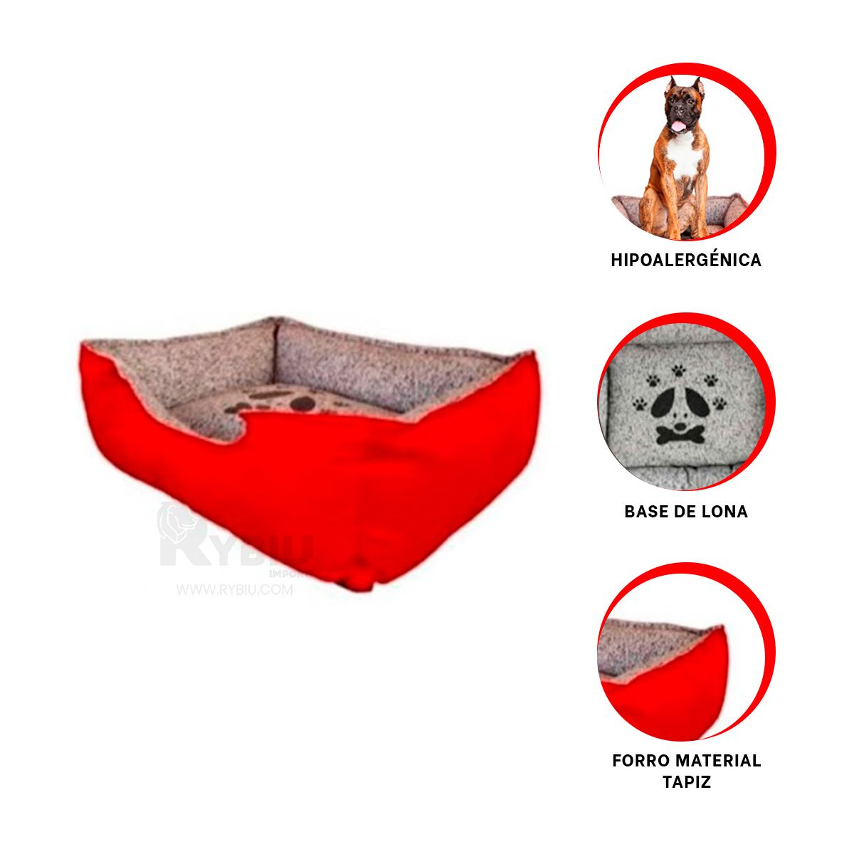 RYBIU IMPORT - Colchon de Descanso Pet en Tono Rojo de Talla XXL Y+Agendita