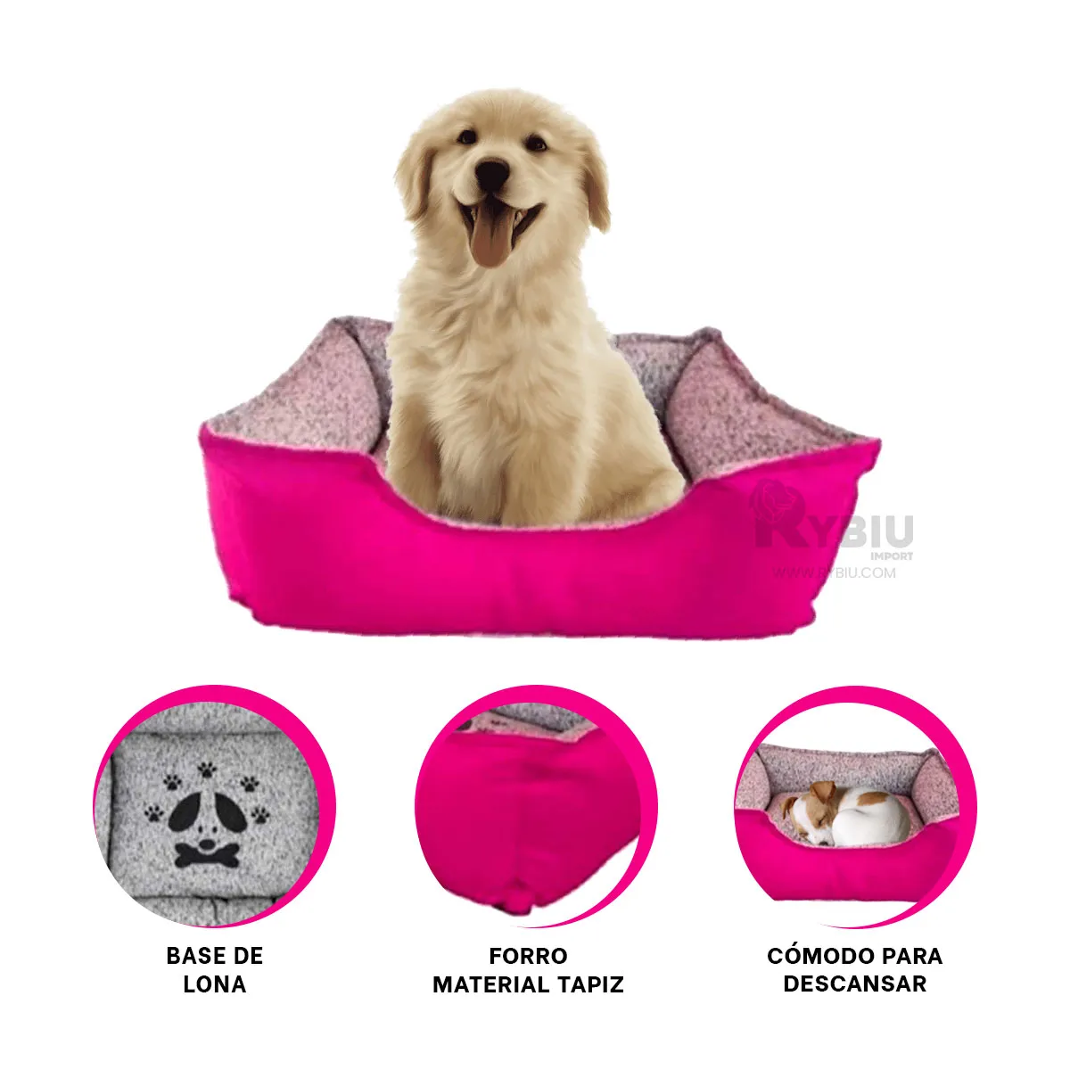 GENERICO - Base de Descando Mascota Talla M Fucsia Y+Post-it Adhesivos