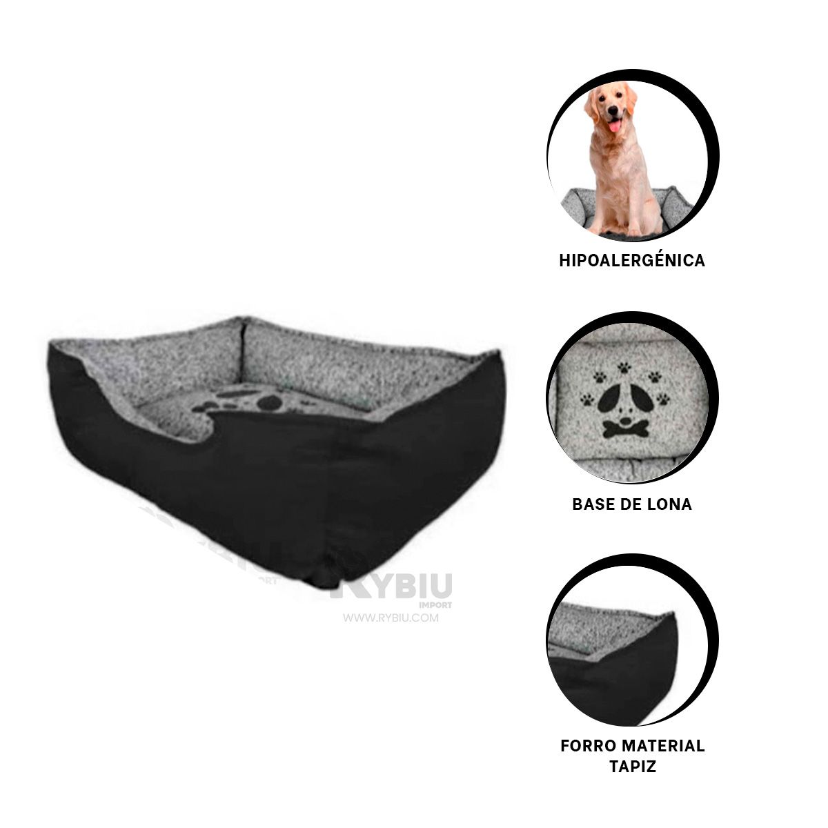 GENERICO - Base de Mascota Dinamico Talla XXL Negro Y+Ligas de Regalo